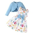 thumbnail image 1 of NAFUU Girl's 2 Piece Outfits Baby Girls Outfits 2 Piece Set Cute Sleeveless Print Dress With Solid Shawl Toddler Clothes For Casual Beach School Party Trendy Outfit 9-12 Months, 1 of 7