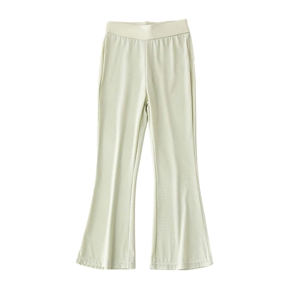 NAFUU Girl's Pants Summer Solid Color Ice Silk Flared Leg Toddler Proof Casual Outdoor Play Elastic Waist Soft Breathable Slacks For Girls Sizes 7-8 Years