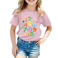 thumbnail image 1 of NAFUU Girl's T Shirts Casual Short Sleeve Tees With Number Print Loose Fit Round Neck Top Everyday Wear Cute Going Out Tops For Kids Sizes 10-11 Years, 1 of 4