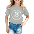 thumbnail image 1 of NAFUU Girl's T Shirts Fashion Casual Short Sleeve With 100 Days Print Loose Fit Round Neck Top Back-To-School Season Daily Wear Cute Going Out Tops For Kids Sizes 8-9 Years, 1 of 3