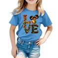 thumbnail image 1 of NAFUU Girl's T Shirts Short Sleeve Round Neck Cartoon With Love Prints Tees Celebrate Black History Month Blouses For Girls Dressy Casual Sizes 12-13 Years, 1 of 4