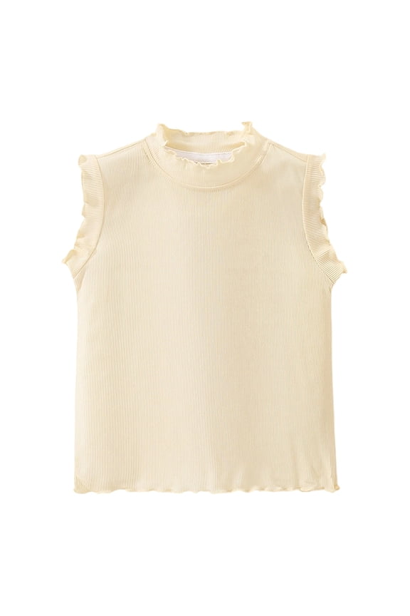 Girl's T Shirts Solid Color Sleeveless O-Neck Top For Kids Lightweight Summer Vest Bodice Tee Cute Going Out Tops For Kids Sizes 2-3 Years