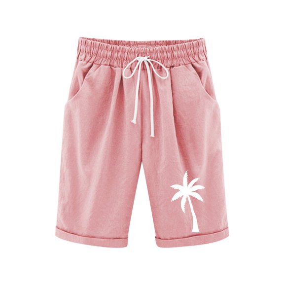 NAFUU Girls Bermuda Shorts Knee Length Straight Leg Long Shorts Casual Drawstring Elastic Waist Beach Short Pants 11-12 Years