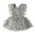 thumbnail image 1 of NAFUU Girls Bodysuits Crew Neck Fly Sleeve Solid Color Mesh Romper Bodysuits For Baby Girl Sizes 9-12 Months, 1 of 6