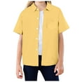 thumbnail image 1 of NAFUU Girls Boys Shirts Solid Color Short Sleeve Casual Lapel T-Shirt Child Button Top With Pocket For Teen Kids Spring Blouses For Girl 2026 Sizes 8-9 Years, 1 of 6