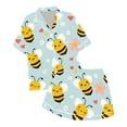 thumbnail image 1 of NAFUU Girls Clothes Little Girl Outfits Cute Bee Print Short Sleeve Lapel Shirts With Pocket And Shorts Comfortable Breathable Sleep Set Outfits For Girls 6-7 Years, 1 of 4