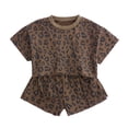 thumbnail image 1 of NAFUU Girls Clothes Little Girl Outfits Leopard Short Sleeve O-Neck T-Shirt And Short Summer Clothing Set Travel Outfits For Girl 2-3 Years, 1 of 9