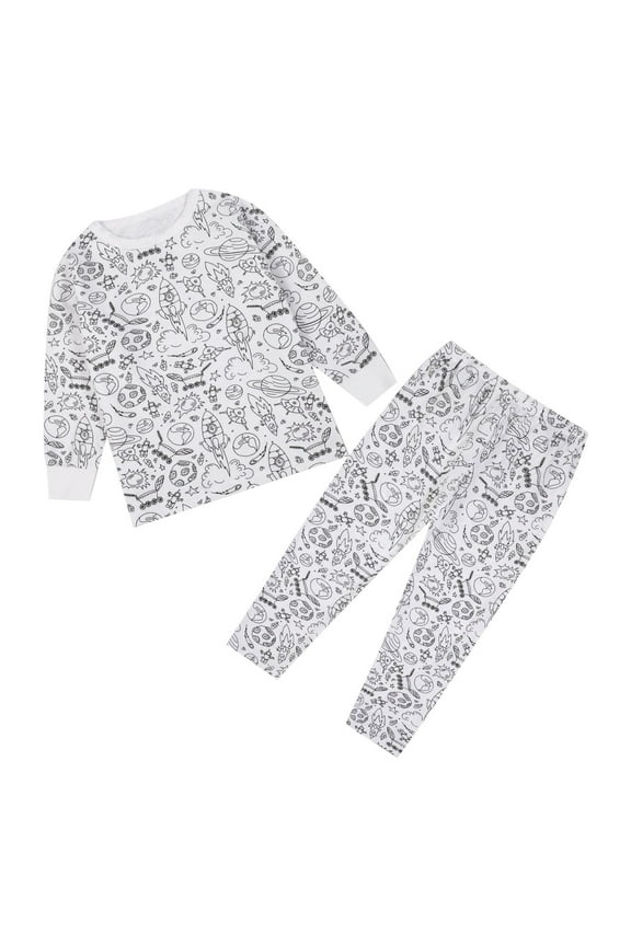 Girls Clothing Sets Casual Kid DIY Hand Painted Homewear Set Long Sleeve Coloring T-Shirts And Pants 2 Piece Sets For Boys Girls 4-5 Years