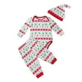 thumbnail image 1 of NAFUU Girls Fall 2Pcs Outfits Christmas Baby Girls Outfits Long Sleeve Santa Tree Print Romper Pants Hat Set Holiday Party Clothes Toddler Outfit Soft Comfy Outfit 12-18 Months, 1 of 5