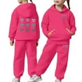thumbnail image 1 of NAFUU Girls Fall Winter Outfits Children's Hoodie Sweatsuits Set Letter Print Long Sleeve Hooded Sweatshirts And Sweatpants Set Kids Sweat Suit 6-7 Years, 1 of 7