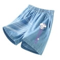 thumbnail image 1 of NAFUU Girls Jean Shorts Girls Jeans Shorts Denim Bermuda Elastic Waist Pull On Shorts Thin Summer Denim Shorts For Kids 8-10 Years, 1 of 3