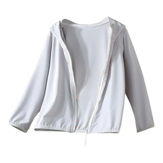 NAFUU Girls Lightweight Jackets Kids Active Zipper Sun Protection Jacket Boys Girls Ice Silk Cooling Hooded Athletic Shirt 3-4 Years