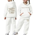 thumbnail image 1 of NAFUU Girls Outfits Set Cute Children's Hoodie Sweatsuits Set Letter Print Long Sleeve Hooded Sweatshirts And Sweatpants Set Kids Sweat Suit 4-5 Years, 1 of 7