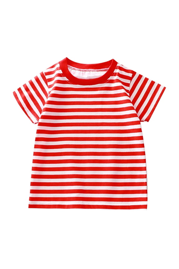 Girls Oversized Shirts Children's Short Sleeve Striped O-Neck T-Shirt Top Baby Base Clothes Comfort Breathable Cute Summer Tops Sizes 6-12 Months