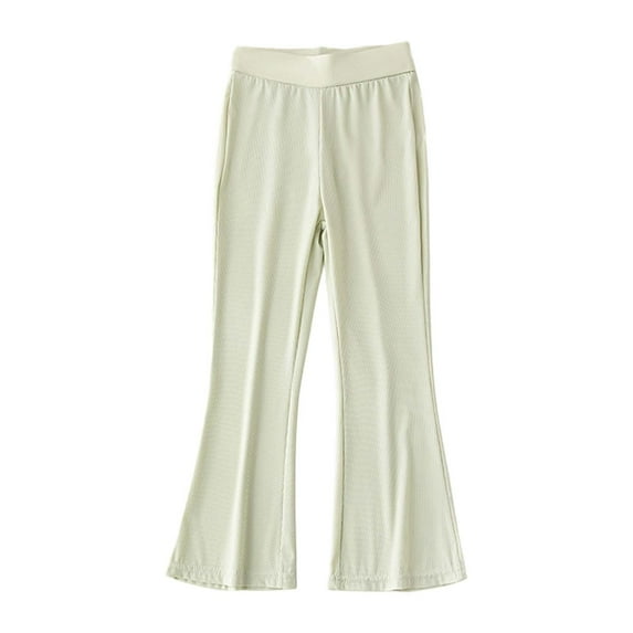 NAFUU Girls Pants Summer Solid Color Ice Silk Flared Leg Toddler Proof Casual Outdoor Play Elastic Waist Soft Breathable Trousers Pants For Teen Girls Sizes 6-7 Years