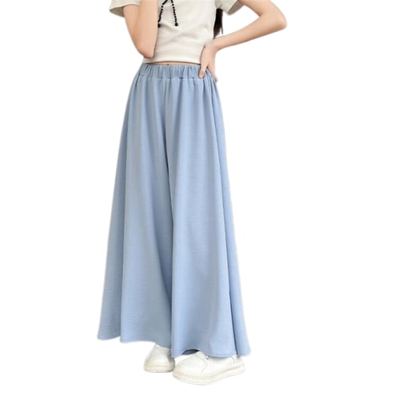 NAFUU Girls Pants Summer Solid Color Wide Leg Palazzo Trousers Pleated High Waisted Comfortable Versatile Trousers Pants For Girls Sizes 8-9 Years