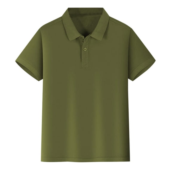 NAFUU Girls Shirts Kids Lapel Short Sleeve Polo Shirt Solid Color Button Closure Comfortable Going Out Tops For Girls Sizes 5-6 Years