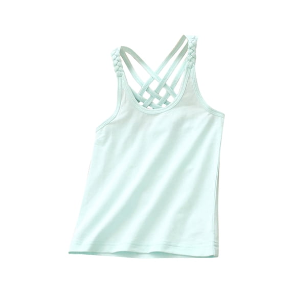 NAFUU Girls Shirts Solid Color Sleeveless O-Neck Racerback Crop Tank Top Sports Top Ballet Dance Gymnastics Dancewear Girls Blouses Dressy Casual Sizes 4-5 Years