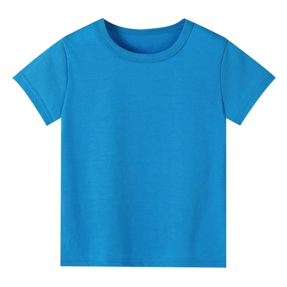 NAFUU Girls Shirts T Shirts Girls Short Sleeve T-Shirt Kids Summer Fashion Crewneck Tops Solid Color Casual Tees For Children 4-5 Years