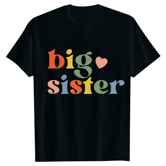 NAFUU Girls Short Sleeve T Shirts Big Sister Shirt Girls Fashion Casual Letter Print Round Neck Cute Tee Shirts Summer Tops 10-11 Years