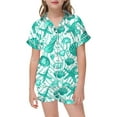 thumbnail image 1 of NAFUU Girls Summer Outfits 2 Piece Sets Sets Sea Animal Print Short Sleeve Lapel Shirt And Shorts Sleep Set Spring Outfits For Girl Sizes 6-7 Years, 1 of 4
