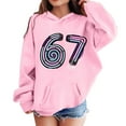 thumbnail image 1 of NAFUU Girls Sweatshirt Casual 67 Hoodie For Kids Casual Hooded Sweatshirts Long Sleeve Pullover Top With Pocket Trendy Clothes School Wear 18-24 Months, 1 of 4