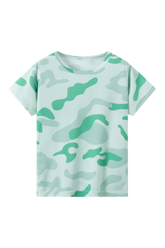 Girls T Shirts Summer Casual Blouse Camouflage Short Sleeve O-Neck T-Shirts Tops Fashion Soft Tee Breathable Baby Girl Clothes 5-6 Years