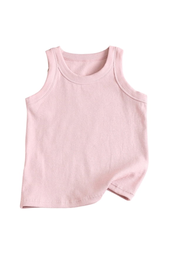 Girls Tank Tops Fashion Casual Top Solid Color O-Neck Vest Comfortable Soft Sleepwear Comfort Tank Tops For Girls 4-5 Years