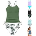 thumbnail image 1 of NAFUU Girls Tankini Swimsuit Solid Color Tankini Top With Tropical Printed Bikini Bottoms Two Piece Swimsuits Summer Girls Bathing Suit Beachwear 9-10 Years, 1 of 4
