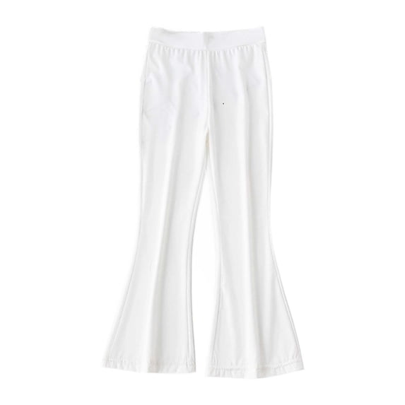 NAFUU Girls Wide Leg Pants Summer Solid Color Ice Silk Flared Leg Toddler Proof Casual Outdoor Play Elastic Waist Soft Breathable Pants For Girls Sizes 5-6 Years