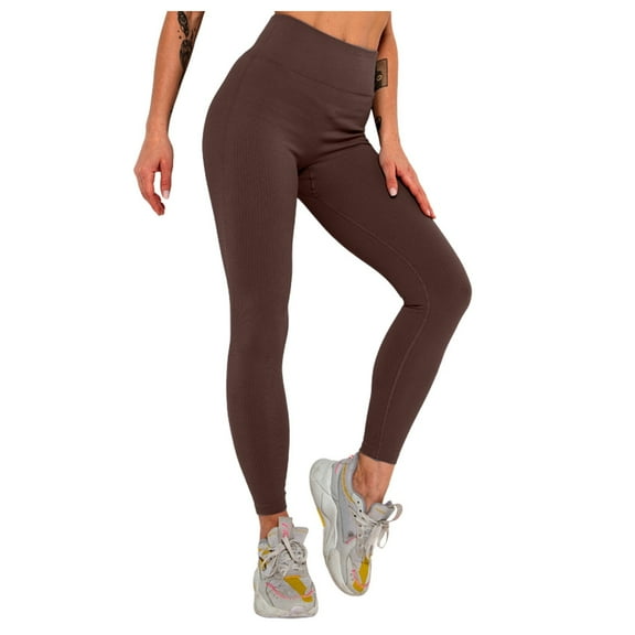 NAFUU High Waisted Leggings For Women Ribbed Fitness Yoga Leggings Seamless Running Gym Tights Exercise Comfortable Stretchy Tight Pants Stretch Leggings