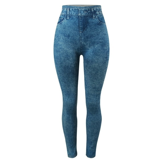 NAFUU High Waisted Leggings For Women Winter Lined Leggings Women's Denim Print Seamless Leggings Tights Versatile High Stretchy Pencil Pants Athletic Leggings