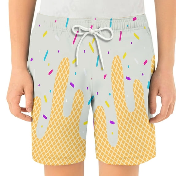 NAFUU Ice Cream Shorts For Girls Boys Elastic Waist Baggy Hot Pants Kids Fashion Casual Summer Beach Shorts Cute Active Shorts 11-12 Years