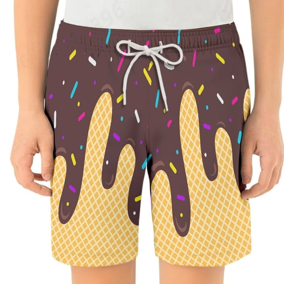 NAFUU Ice Cream Shorts For Girls Boys Elastic Waist Baggy Hot Pants Kids Fashion Casual Summer Beach Shorts Cute Active Shorts 11-12 Years
