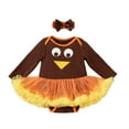 thumbnail image 1 of NAFUU Baby Girls Clothes Toddler Girls Thanksgiving Outfits Cute Print Long Sleeve Romper Tutu Dress Headband Set Baby Halloween Clothes Vintage Party Outfit 6-12 Months, 1 of 5