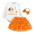 thumbnail image 1 of NAFUU Infant Girls Skirt Sets Thanksgiving Baby Girl Outfit Long Sleeve Cartoon Print Romper Bodysuit Tutu Skirt Headband Three Piece Set Party Clothes Trendy Outfit 18-24 Months, 1 of 6