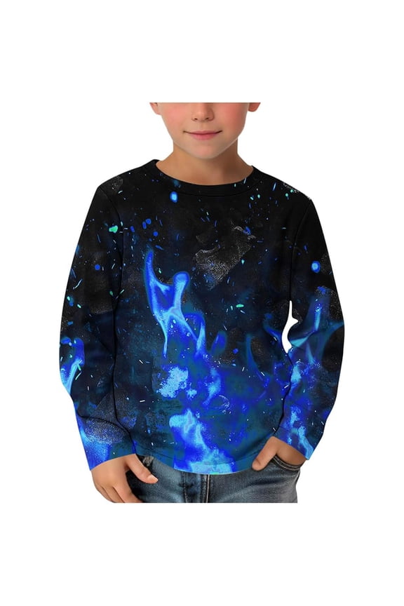 Kids Boys T-Shirts 3D Print O-Neck Shirt Long Sleeve Pullover Top Outdoor Wear Boys Tops Dressy Casual Sizes 4-5 Years