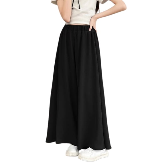 NAFUU Kids Girls Pants Summer Solid Color Wide Leg Trousers Pleated High Waisted Comfortable Versatile Palazzo Pants For Girls Sizes 4-5 Years