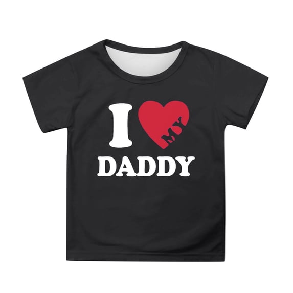 NAFUU Kids Toddler Boys Girls T-Shirts I Love Daddy Prints Short Sleeve O-Neck Tops Father's Day Casual Summer Tees Shirt For Boys Sizes 3-4 Years