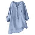 thumbnail image 1 of NAFUU Ladies Shirts V-Neck Classic Button Down Long Sleeve Solid Color Casual With Pocket Pointed Collar Blouses For Women Trendy, 1 of 2