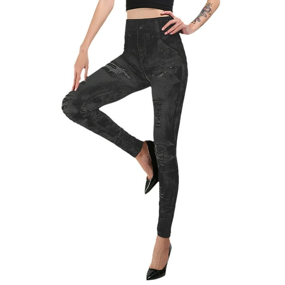 NAFUU Leggings For Women Jeans Bottom Pants Coloured Yoga Pants High Waisted Leggings Ankle-Length Pants Slim Stretchy Tight Pants Classic Leggings