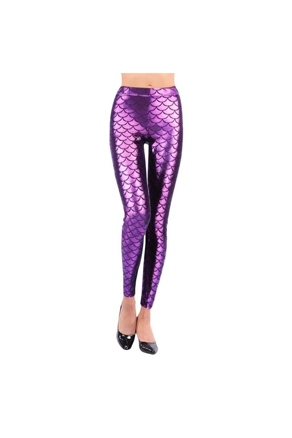 Leggings For Women Plus Size Fashion Shiny Fish Scale Print Leggings For Women Comfortable Stylish Bottoms Stretchy Tight Pants Athletic Leggings
