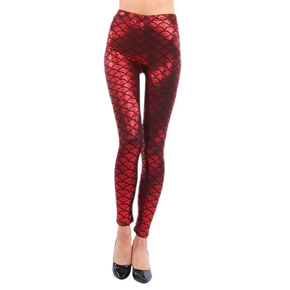 NAFUU Leggings For Women Plus Size Fashion Shiny Fish Scale Print Leggings For Women Comfortable Stylish Bottoms Stretchy Tight Pants Versatile Leggings