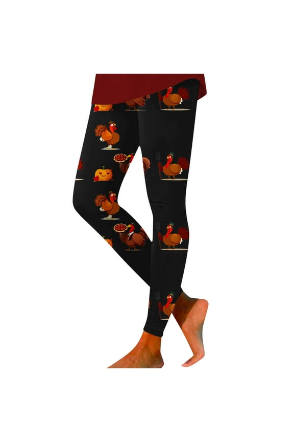 Leggings For Women Thanksgiving Turkey Print High Waisted Comfort Sports Leggings Womens Thanksgiving Leggings Stretchy Tight Pants Soft Tight Pants