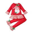 thumbnail image 1 of NAFUU Little Girls 2 Piece Outfits Toddler Baby Girl Christmas Outfits Striped Long Sleeve Shirt Top And Bell Bottom Pants Set Xmas 2Pcs Outfit Versatile Dailywear 3-4 Years, 1 of 9