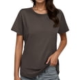 thumbnail image 1 of NAFUU Lovely Ladies T-Shirts Solid Color Short Sleeve Fashion Casual Gradient Printed Round Neck Top Women's T-Shirts，Brown, 1 of 4