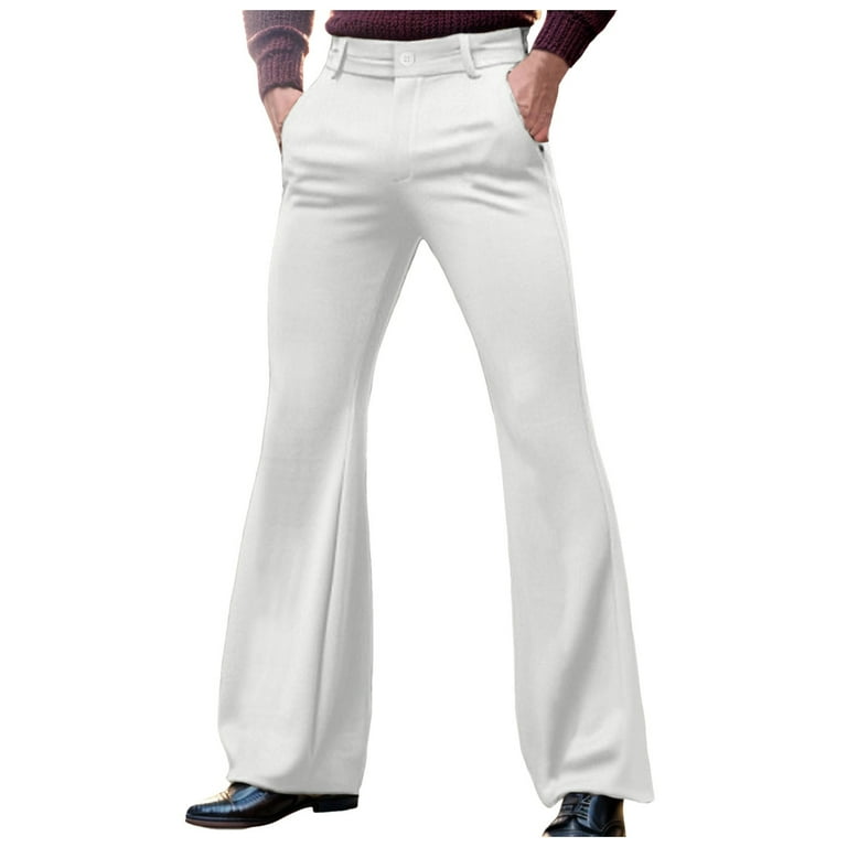 NAFUU Men Bell Bottom Pants Mens Fashion Slim Fit Dress Pants