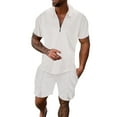 thumbnail image 1 of NAFUU Men's 2 Pieces Linen Set Mens Short Sleeve Suit Shorts Beach Tropical Hawaiianss Body Sports Shorts Suit Sports Suit Athletic Tracksuit Set, 1 of 8