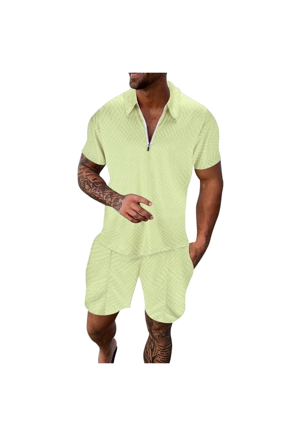 Men's 2 Pieces Linen Set Mens Short Sleeve Suit Shorts Beach Tropical Hawaiianss Body Sports Shorts Suit Sports Suit Comfort Sports Suits
