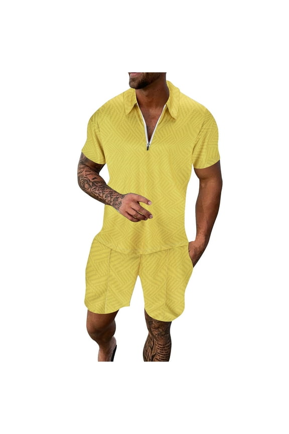 Men's 2 Pieces Linen Set Mens Short Sleeve Suit Shorts Beach Tropical Hawaiianss Body Sports Shorts Suit Sports Suit Fashion Beach Sports Suit